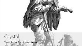  Presentation with beggar - Beautiful presentation theme featuring beggar-flap-in-hand-leaning backdrop and a light gray colored foreground