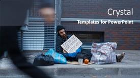  Presentation with beggar - Theme consisting of beggar-lost background and a ocean colored foreground