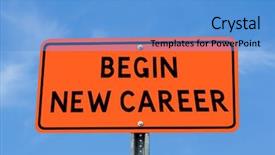  Presentation with career - Cool new presentation design with begin new career sign backdrop and a teal colored foreground