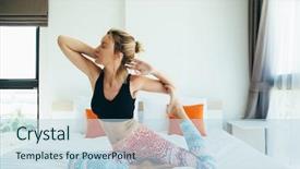  Presentation with mother doing yoga kids - Cool new PPT theme with beginner - woman doing yoga exercise backdrop and a lemonade colored foreground