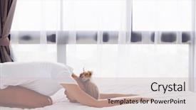  Presentation with exercise sport - Cool new theme with beginner - woman doing yoga exercise backdrop and a soft green colored foreground