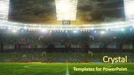  Presentation with football - Amazing presentation design having beginning of a football match backdrop and a tawny brown colored foreground