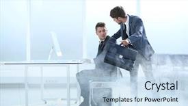  Presentation with engineering - Amazing presentation theme having two businessmen during the beginning of the fire backdrop and a light blue colored foreground