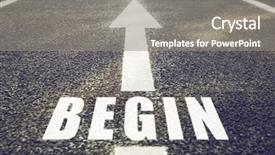  Presentation with road marking - PPT layouts consisting of beginnings - new start road surface marking background and a gray colored foreground