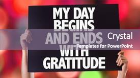  Presentation with gratitude - Beautiful PPT theme featuring begins and ends with gratitude backdrop and a gray colored foreground