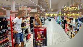  Presentation with supermarkets - Theme having begles-france-august-13-2015 background and a tawny brown colored foreground