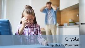  Presentation with parents - Presentation design with behavior kitchen - little naughty girl hitting armchair background and a  colored foreground