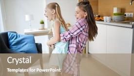 Presentation with behavior - Colorful PPT theme enhanced with behavior kitchen - two excited little girls shouting backdrop and a coral colored foreground