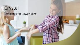  Presentation with two people holding hands - Colorful presentation theme enhanced with behavior kitchen - two little sisters holding backdrop and a  colored foreground