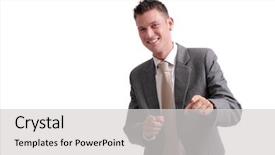  Presentation with forward - Cool new PPT theme with behavioral interviewing - young handsome businessman pointing forward backdrop and a light gray colored foreground