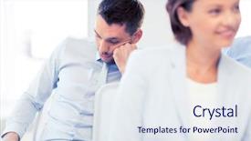  Presentation with tired - Slide deck enhanced with behaviour - business concept - tired businessmen background and a sky blue colored foreground