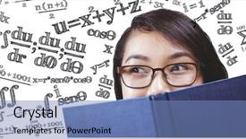  Presentation with student - Slide set consisting of behind a book against math background and a teal colored foreground