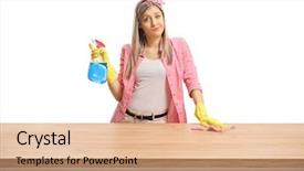  Presentation with wooden - PPT layouts featuring behind a wooden counter fed background and a coral colored foreground