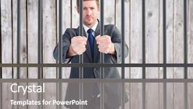  Presentation with holding hands - Slide deck enhanced with behind bars - businessman holding his hands background and a gray colored foreground