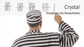  Presentation with counting - Cool new PPT layouts with behind bars - convict prisoner jailbird is counting backdrop and a white colored foreground