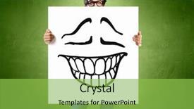  Presentation with car body repairer holding - Slide deck enhanced with behind card with smiley face background and a  colored foreground