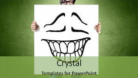  Presentation with car body repairer holding - Slides with behind card with smiley face background and a  colored foreground