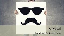  Presentation with car body repairer holding - Cool new slide deck with behind card with smiley face backdrop and a  colored foreground