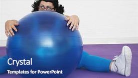  Presentation with sales forecast people behind success - Colorful PPT layouts enhanced with behind exercise ball in healthclub backdrop and a  colored foreground