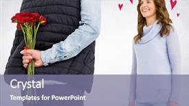  Presentation with red rose bush - Slides having behind his back against white background and a  colored foreground