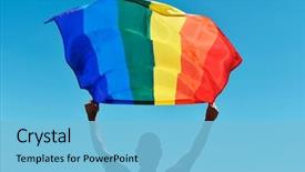  Presentation with rainbow flag - Audience pleasing PPT theme consisting of behind holding a rainbow backdrop and a light blue colored foreground