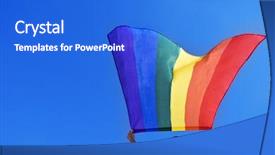  Presentation with rainbow flag - Slides enhanced with behind holding a rainbow background and a cobalt blue colored foreground