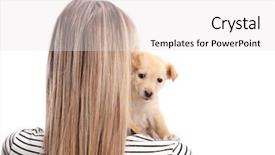  Presentation with shoulder - Theme consisting of behind hugging a puppy background and a white colored foreground