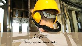  Presentation with factory machine - Audience pleasing PPT theme consisting of behind machine on a factory backdrop and a coral colored foreground