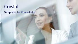  Presentation with women glass ceiling business cartoon - Amazing slide set having behind the glass business team backdrop and a sky blue colored foreground