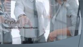  Presentation with glass - Beautiful theme featuring behind-the-glass-business-team backdrop and a light blue colored foreground