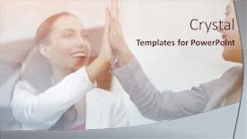  Presentation with winning - Amazing theme having behind the glass winning business team backdrop and a lemonade colored foreground