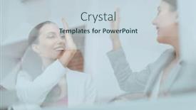  Presentation with winning - Presentation theme having behind the glass winning business team background and a lemonade colored foreground