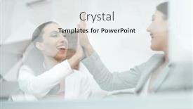  Presentation with winning - Presentation design having behind the glass winning business team background and a white colored foreground