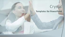  Presentation with winning - Audience pleasing PPT theme consisting of behind the glass winning business team backdrop and a sky blue colored foreground