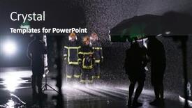  Presentation with rain water - Presentation enhanced with behind-the-scene-of-firefighters background and a dark gray colored foreground