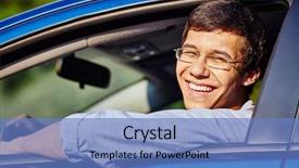  Presentation with drivers - Theme featuring behind wheel of his car background and a teal colored foreground