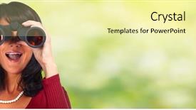  Presentation with green - Colorful slide set enhanced with business woman with binoculars backdrop and a blonde colored foreground