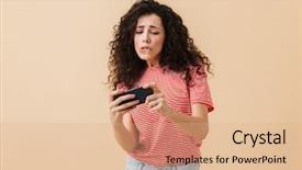  Presentation with mobile games - Cool new PPT theme with beige background play games backdrop and a coral colored foreground