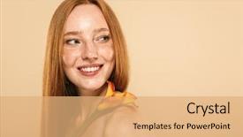  Presentation with fitness and beauty - Slide deck with beige background posing with lily background and a  colored foreground