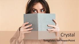  Presentation with beige book - Presentation design consisting of beige background wall holding book background and a coral colored foreground