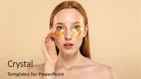  Presentation with face mask - Beautiful theme featuring beige background wearing eye patch backdrop and a coral colored foreground