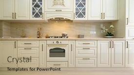  Presentation with classic - Presentation theme consisting of beige-contemporary-classic-kitchen-interior background and a mint green colored foreground