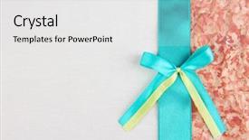  Presentation with qad quality knit fabric - Slide set consisting of beige fabric with color ribbon background and a white colored foreground