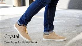  Presentation with shoes - Colorful presentation enhanced with beige shoes walking down backdrop and a mint green colored foreground