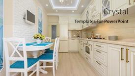  Presentation with kitchen furniture - Slide set with beige-white-and-cyan-contemporary background and a mint green colored foreground