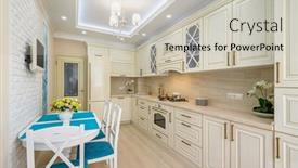  Presentation with kitchen furniture - Slide set consisting of beige-white-and-cyan-contemporary background and a light gray colored foreground