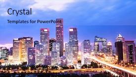  Presentation with cbd - PPT layouts enhanced with beijing after sunset-night scene background and a light blue colored foreground