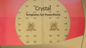  Presentation with chinese temple - Theme with beijing building - traditional chinese temple with guardian background and a coral colored foreground