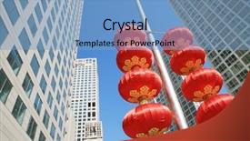  Presentation with cbd - Theme enhanced with beijing cbd central business district background and a light blue colored foreground