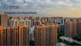  Presentation with apartment - Slide deck featuring beijing-china-apartment-block-skyline background and a light gray colored foreground